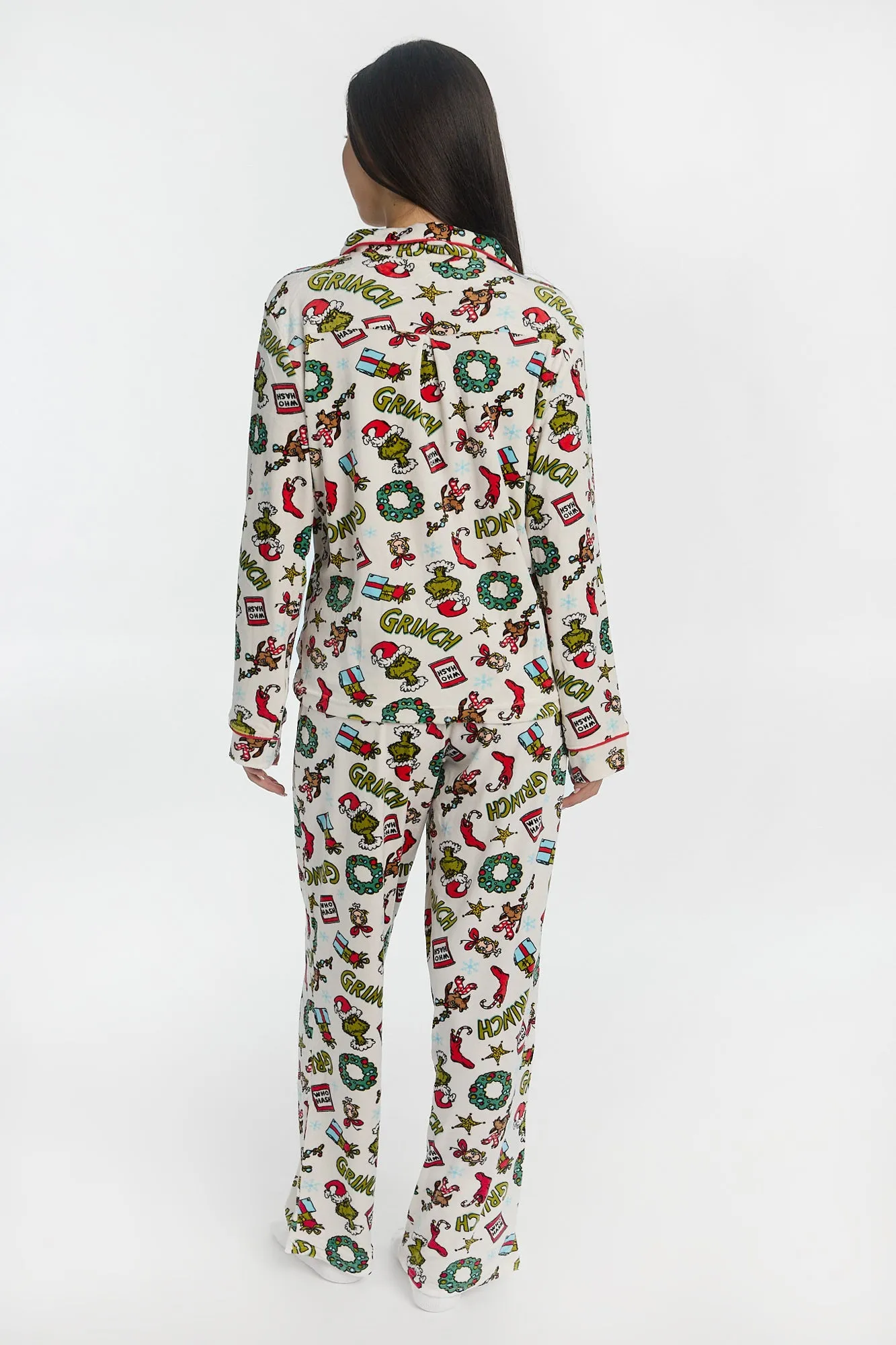 The Grinch Wreath Pajama Dad Shirt And Pants 2-Piece Set sold by Bluenotes product image thumbnail 2