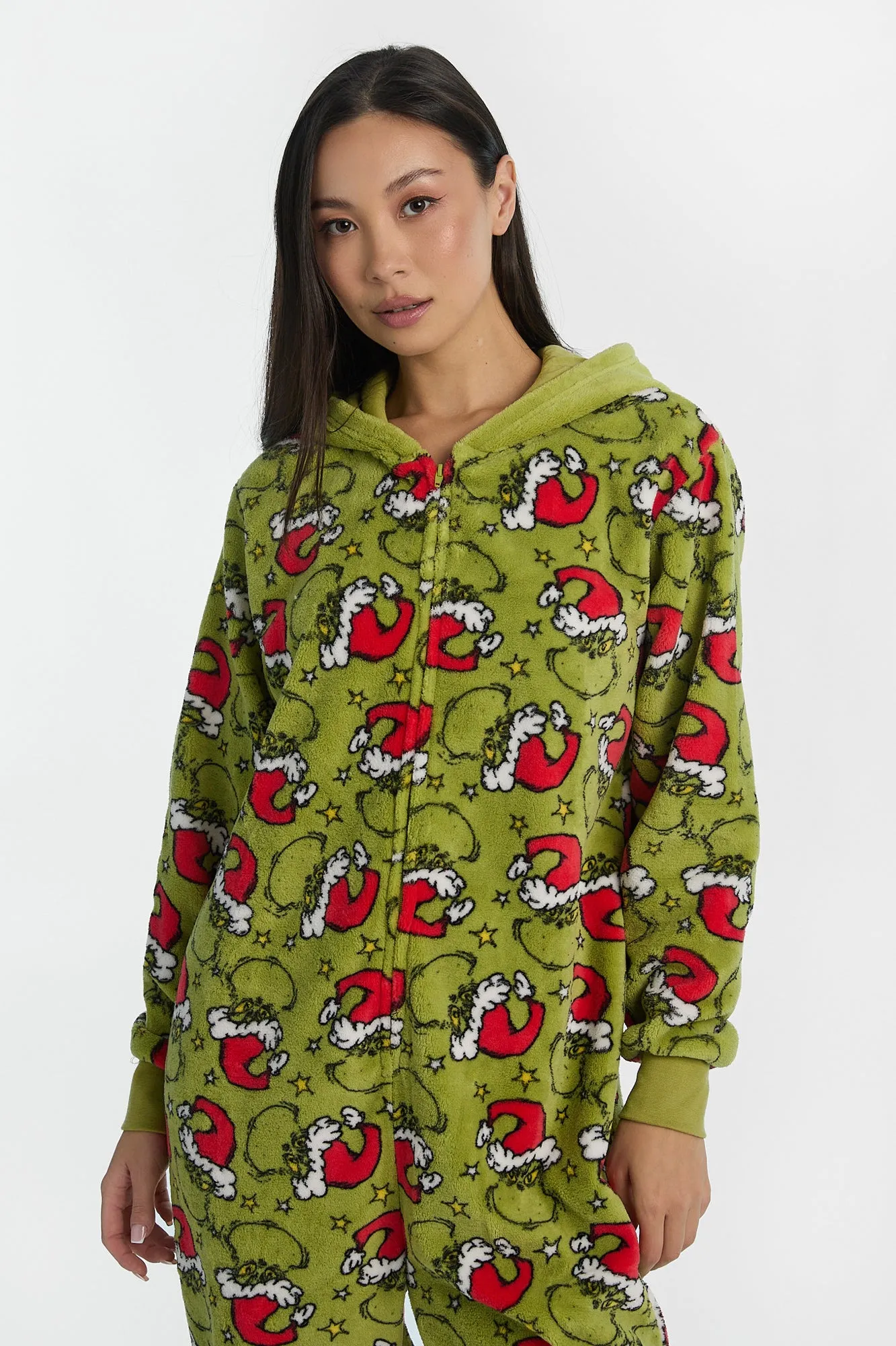 The Grinch Santa Hat Hooded Onesie sold by Bluenotes product image thumbnail 4