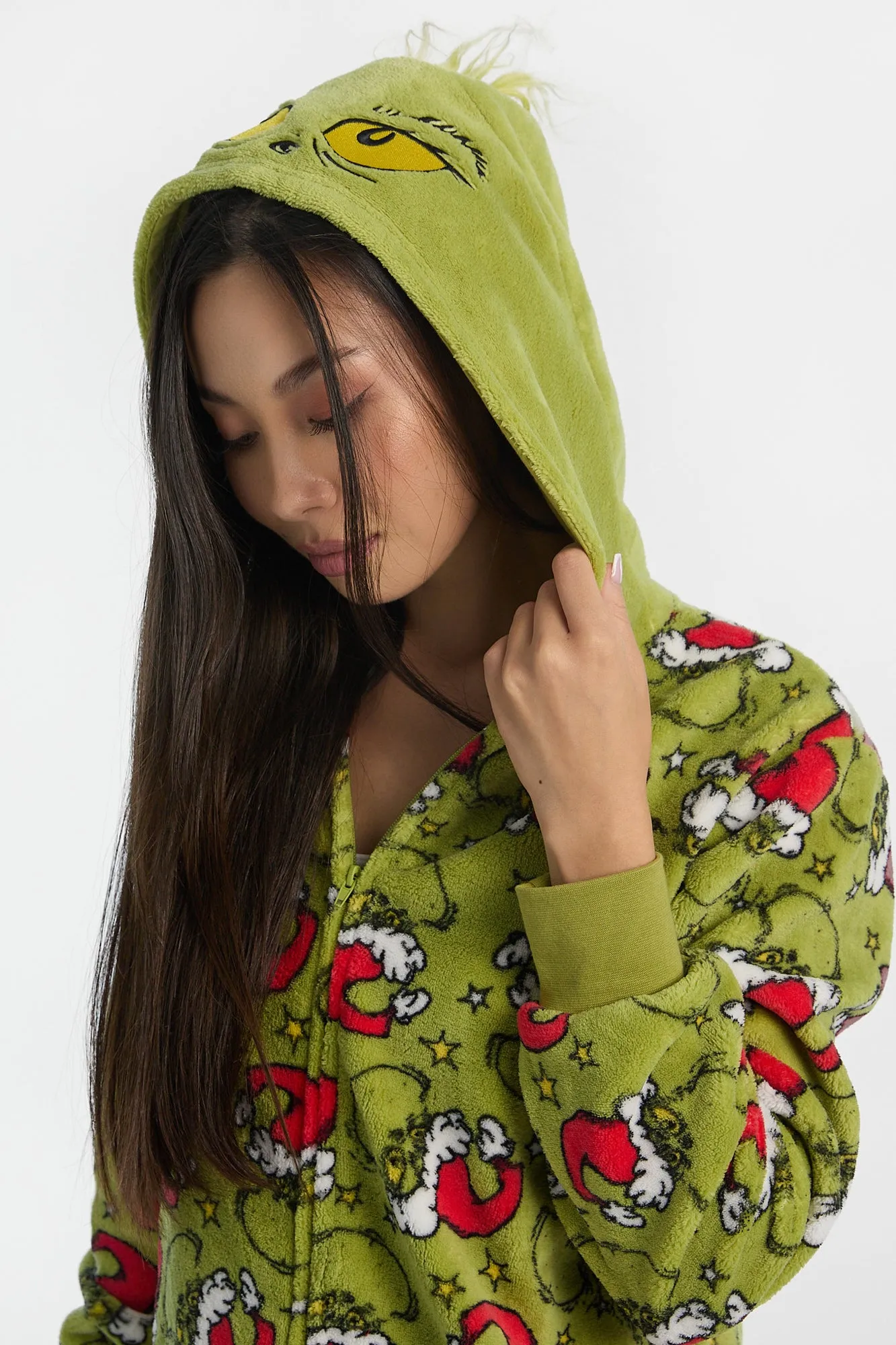 The Grinch Santa Hat Hooded Onesie sold by Bluenotes product image thumbnail 2