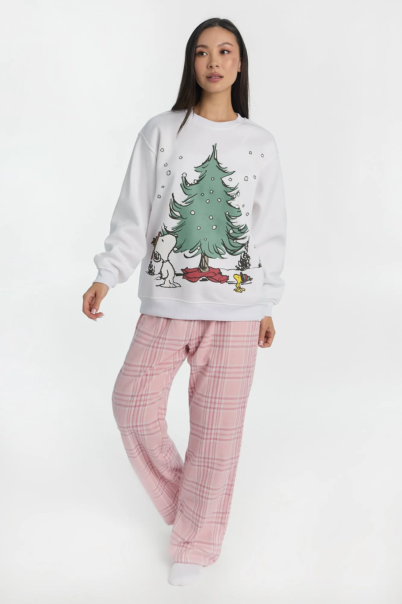 Peanuts Snoopy Christmas Tree Graphic Crew Neck Sweatshirt sold by Bluenotes product image thumbnail 4