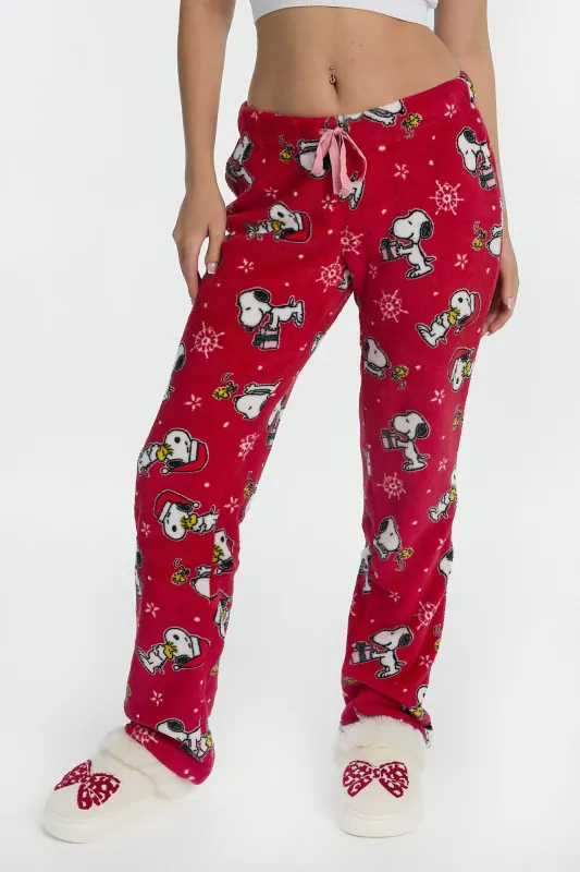 Peanuts Snooppy Snowflakes Plush Pajama Pants sold by Bluenotes