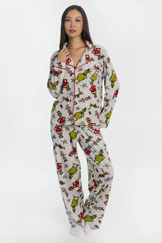 The Grinch Cindy Lou Pajama Dad Shirt And Pants 2-Piece Set made by Aeropostale