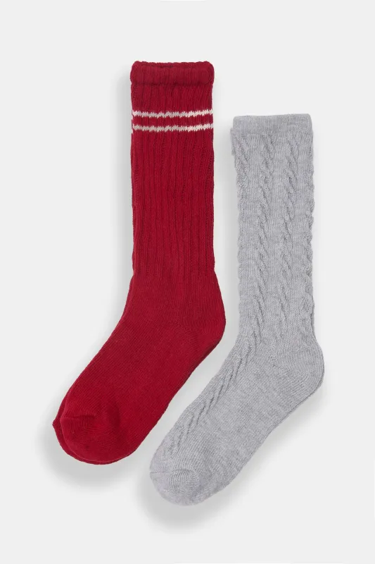 Ribbed Cable Knit Socks 2-Pack sold by Bluenotes