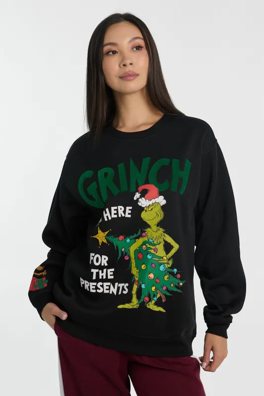 The Grinch Christmas Tree Graphic Crew Neck Sweatshirt sold by Bluenotes