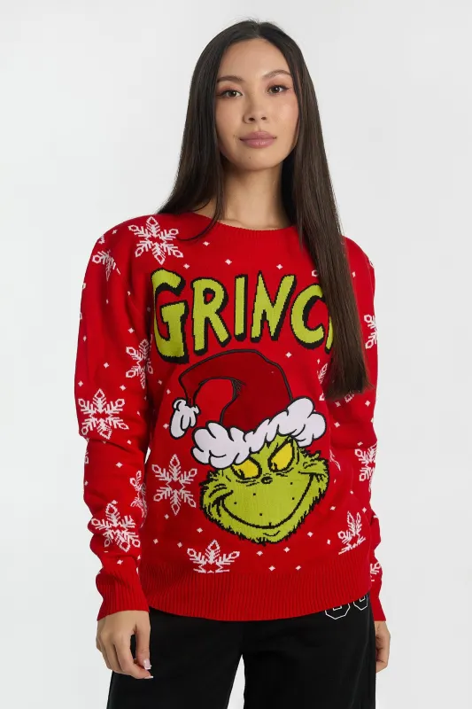 The Grinch Snowflakes Graphic Crew Neck Sweater sold by Bluenotes