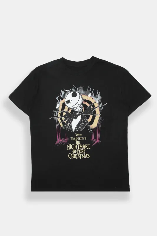 The Nightmare Before Christmas Jack Flames Graphic Boyfriend Tee sold by Bluenotes