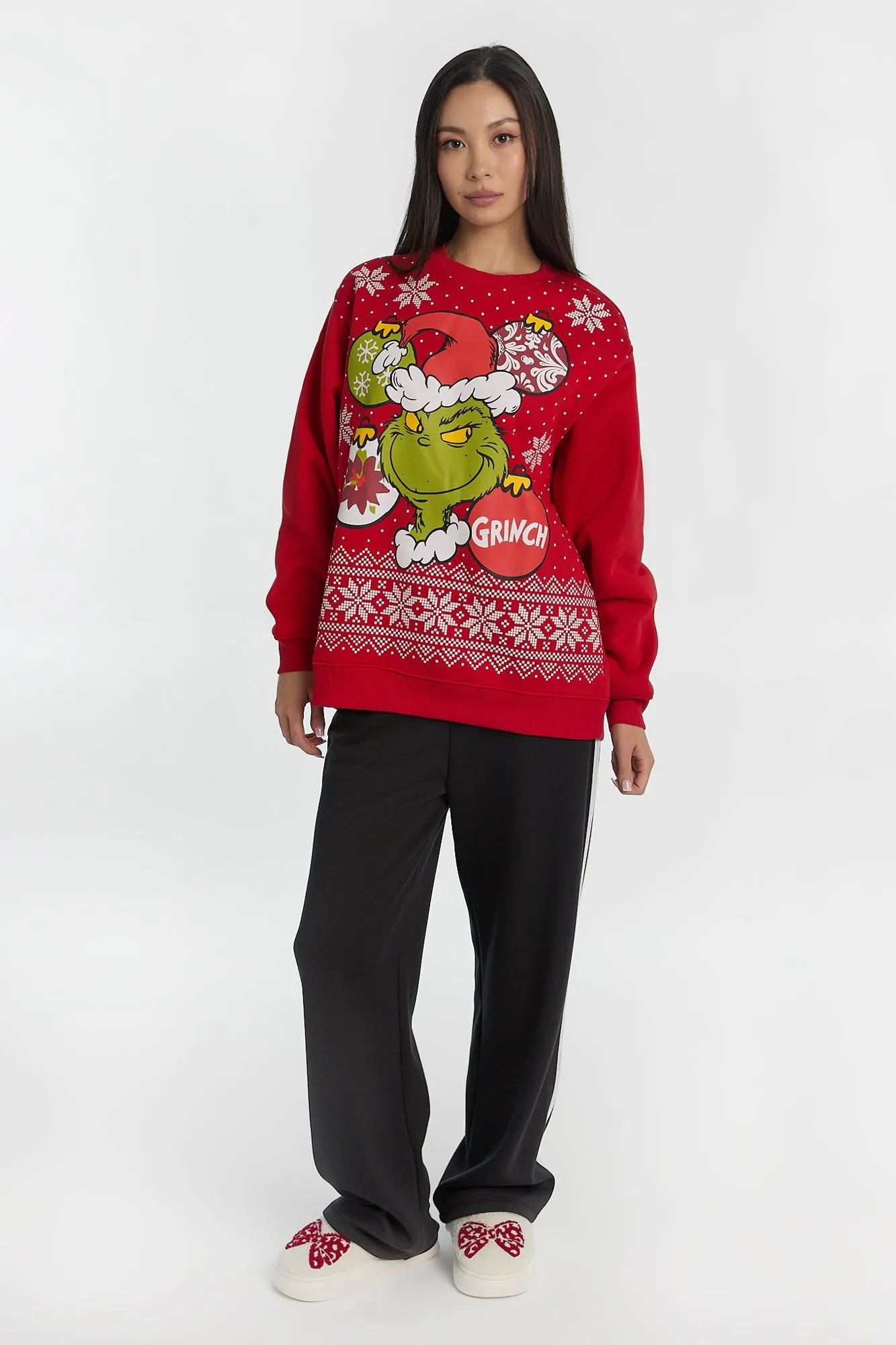 The Grinch Ornaments Graphic Crew Neck Sweatshirt sold by Bluenotes product image thumbnail 4