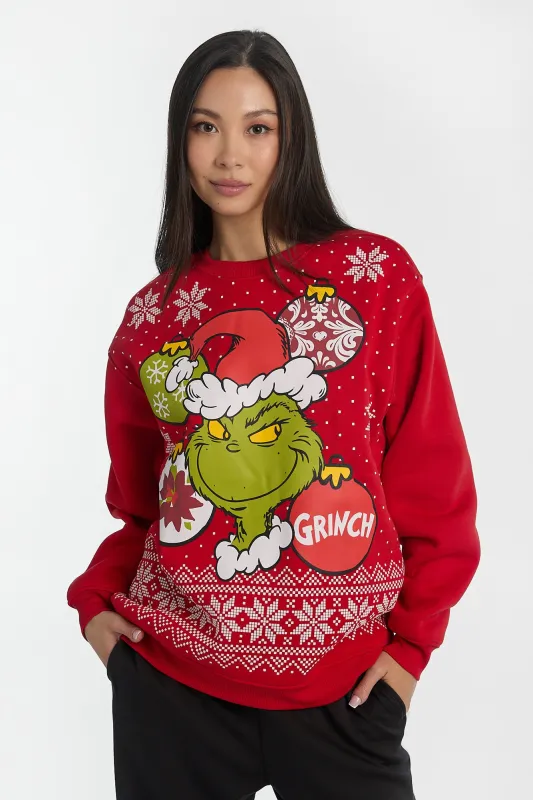 The Grinch Ornaments Graphic Crew Neck Sweatshirt sold by Bluenotes
