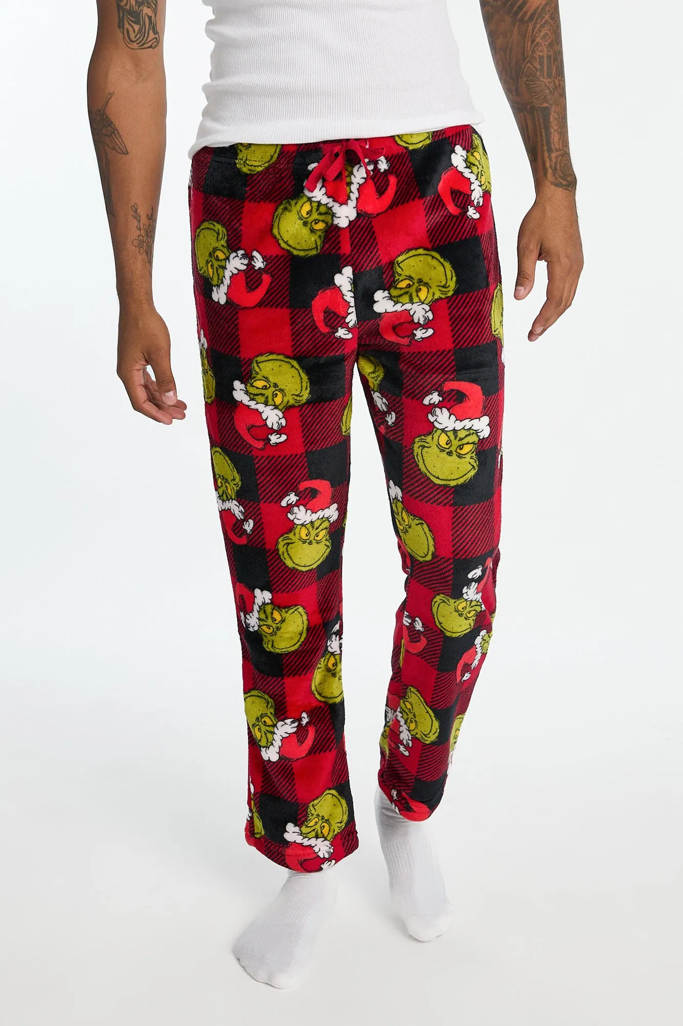 The Grinch Plaid Plush Pajama Pants sold by Bluenotes