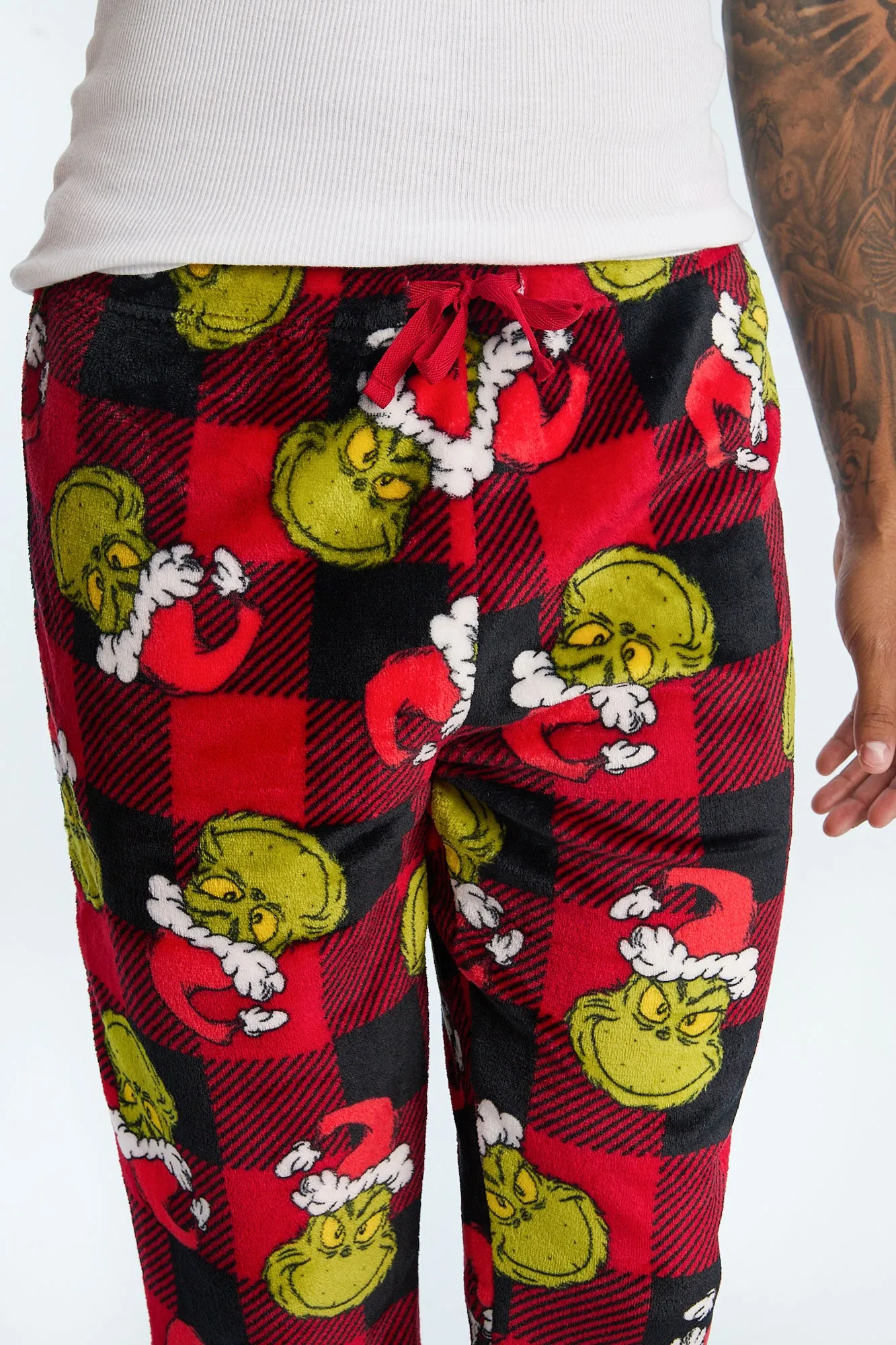 The Grinch Plaid Plush Pajama Pants sold by Bluenotes product image thumbnail 2
