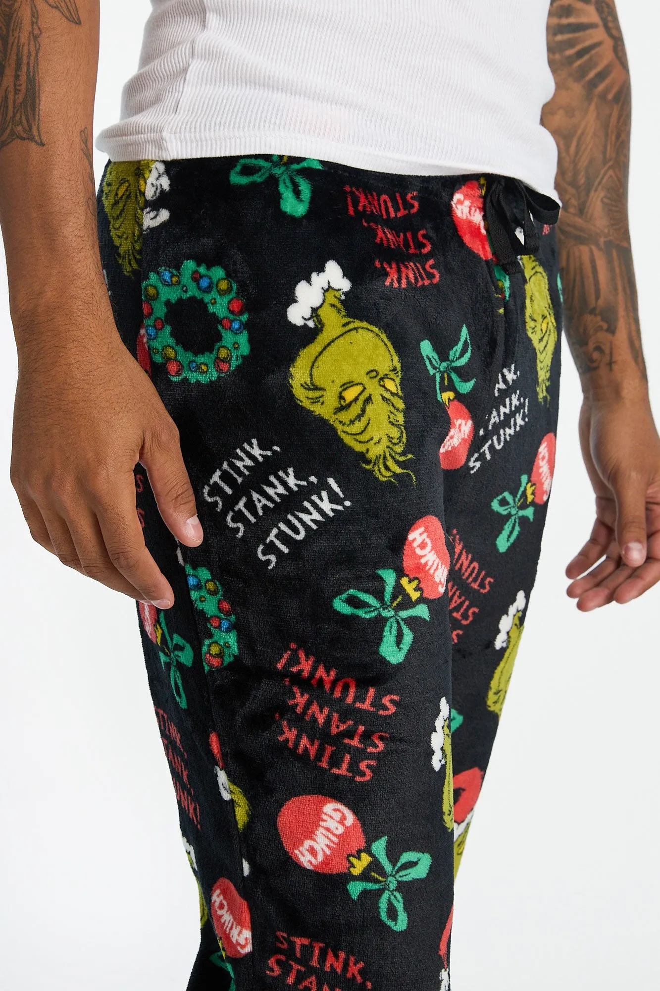 The Grinch Stink Stank Stunk Plush Pajama Pants sold by Bluenotes product image thumbnail 2