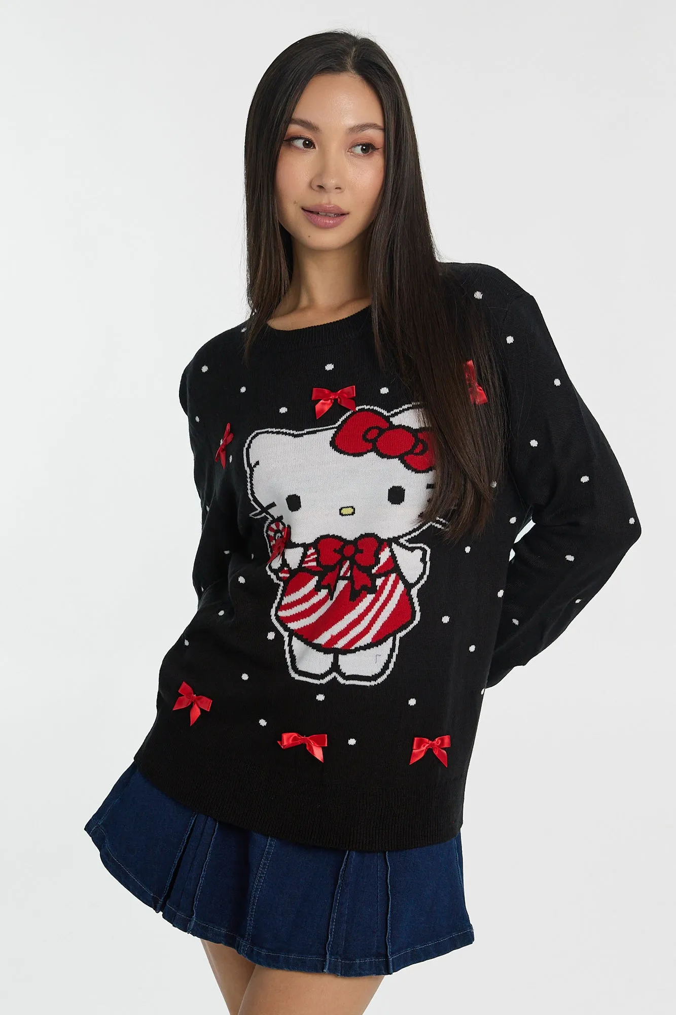 Hello Kitty Bow Graphic Crew Neck Sweater sold by Bluenotes