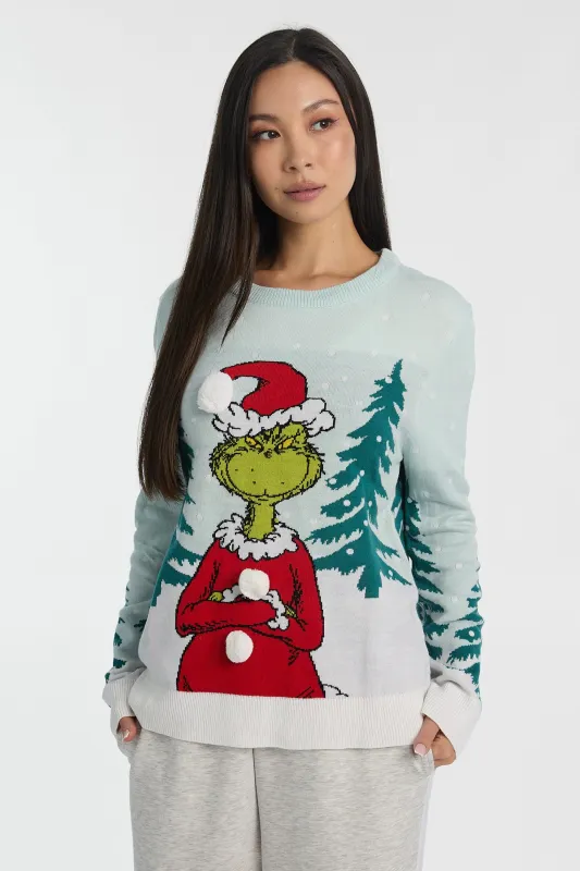 The Grinch & Max Pom Pom Graphic Crew Neck Sweater sold by Bluenotes