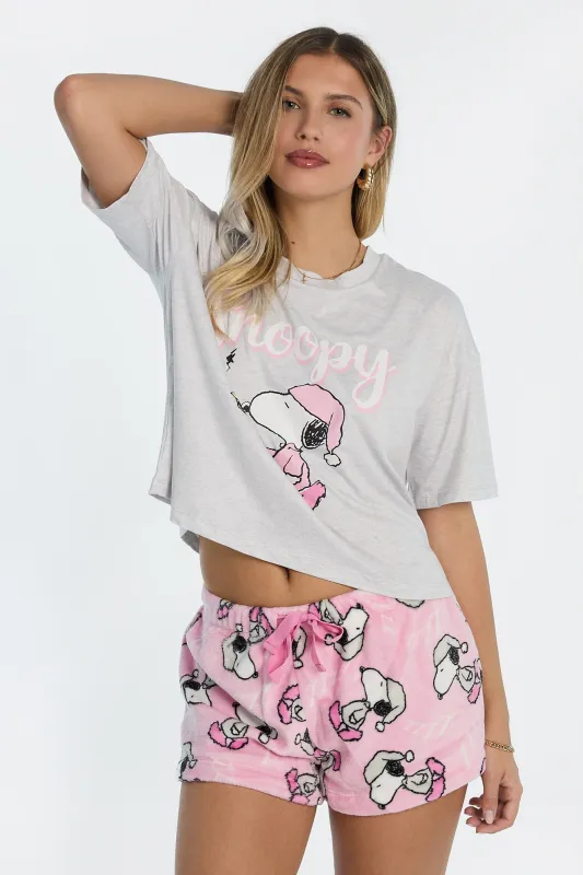 Peanuts Snoopy Candle Pajama Tee & Plush Shorts 2-Piece Set sold by Bluenotes