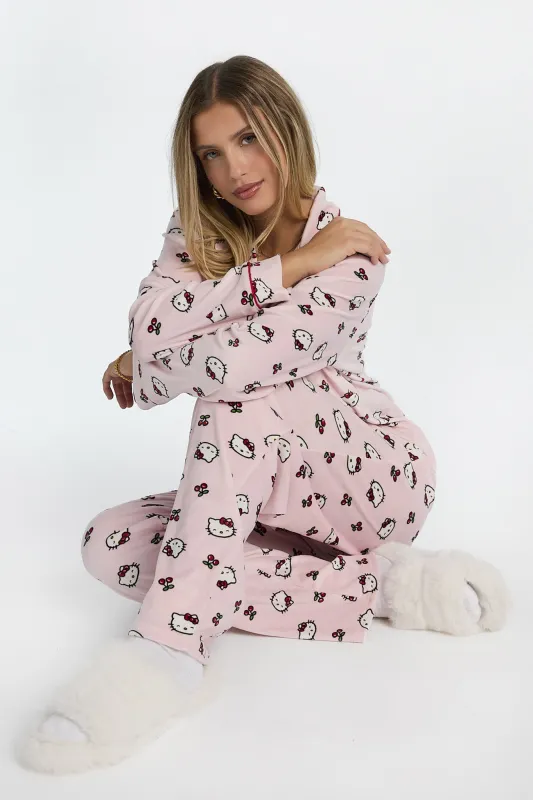 Hello Kitty Cherry Velour Pajama Dad Shirt And Pants 2-Piece Set sold by Bluenotes