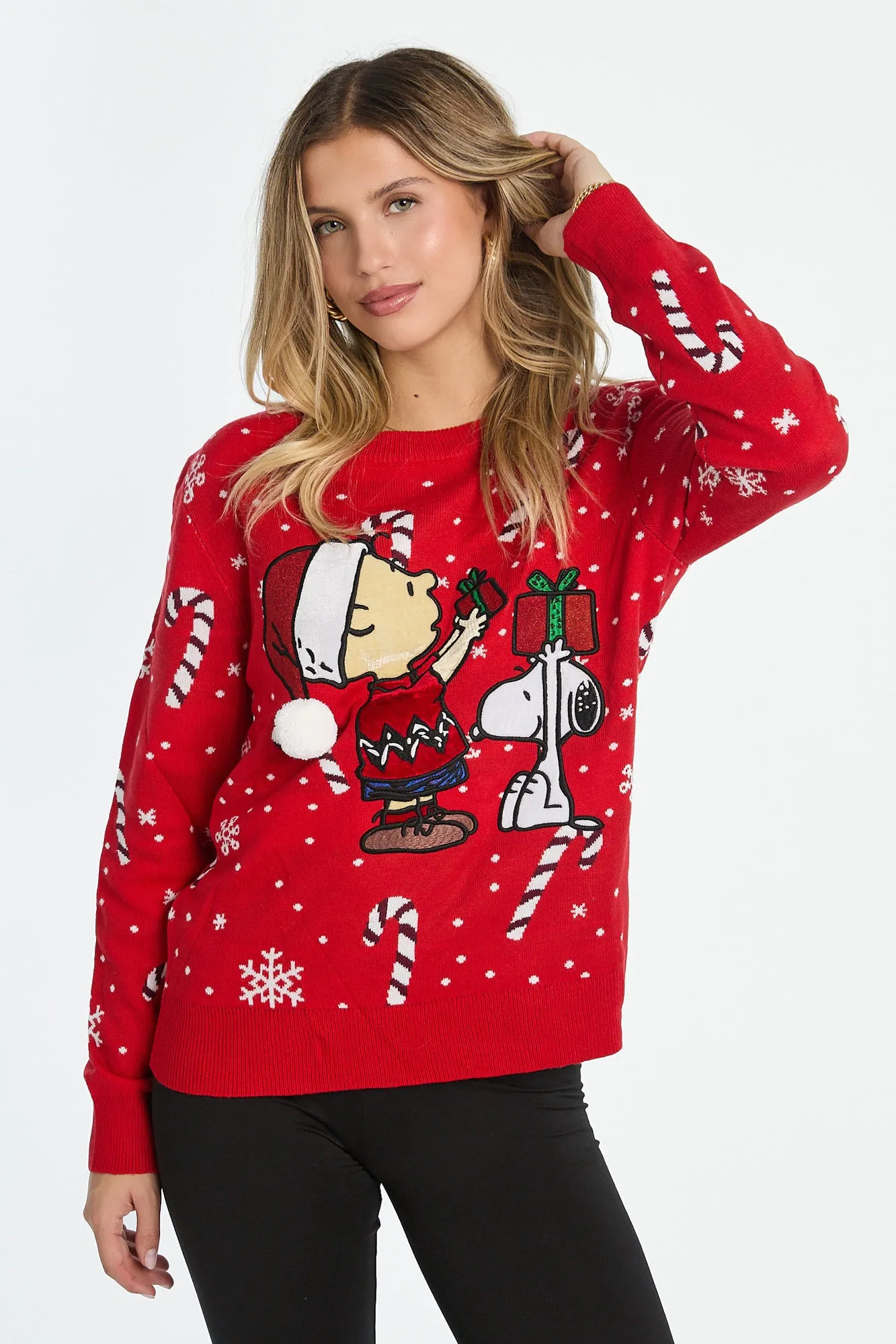 Peanuts Snoopy Gift Pom Pom Crew Neck Sweater sold by Bluenotes