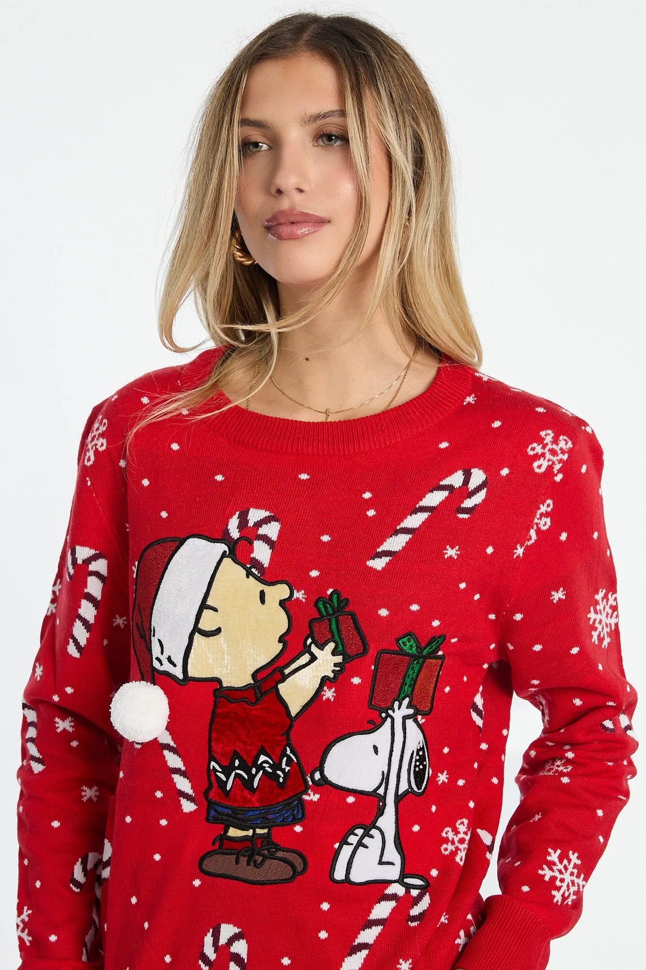 Peanuts Snoopy Gift Pom Pom Crew Neck Sweater sold by Bluenotes product image thumbnail 2