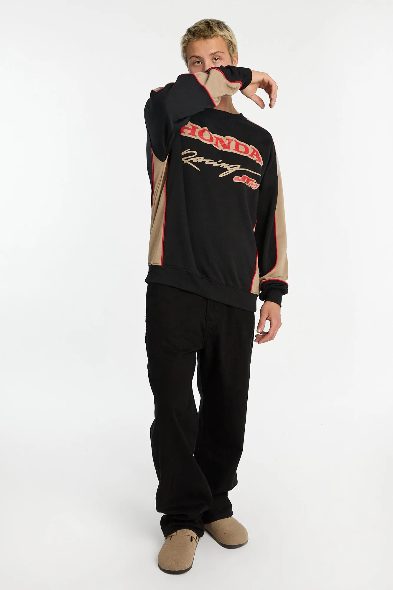 Honda Colour Block Graphic Crew Neck Oversized Sweatshirt sold by Bluenotes product image thumbnail 4