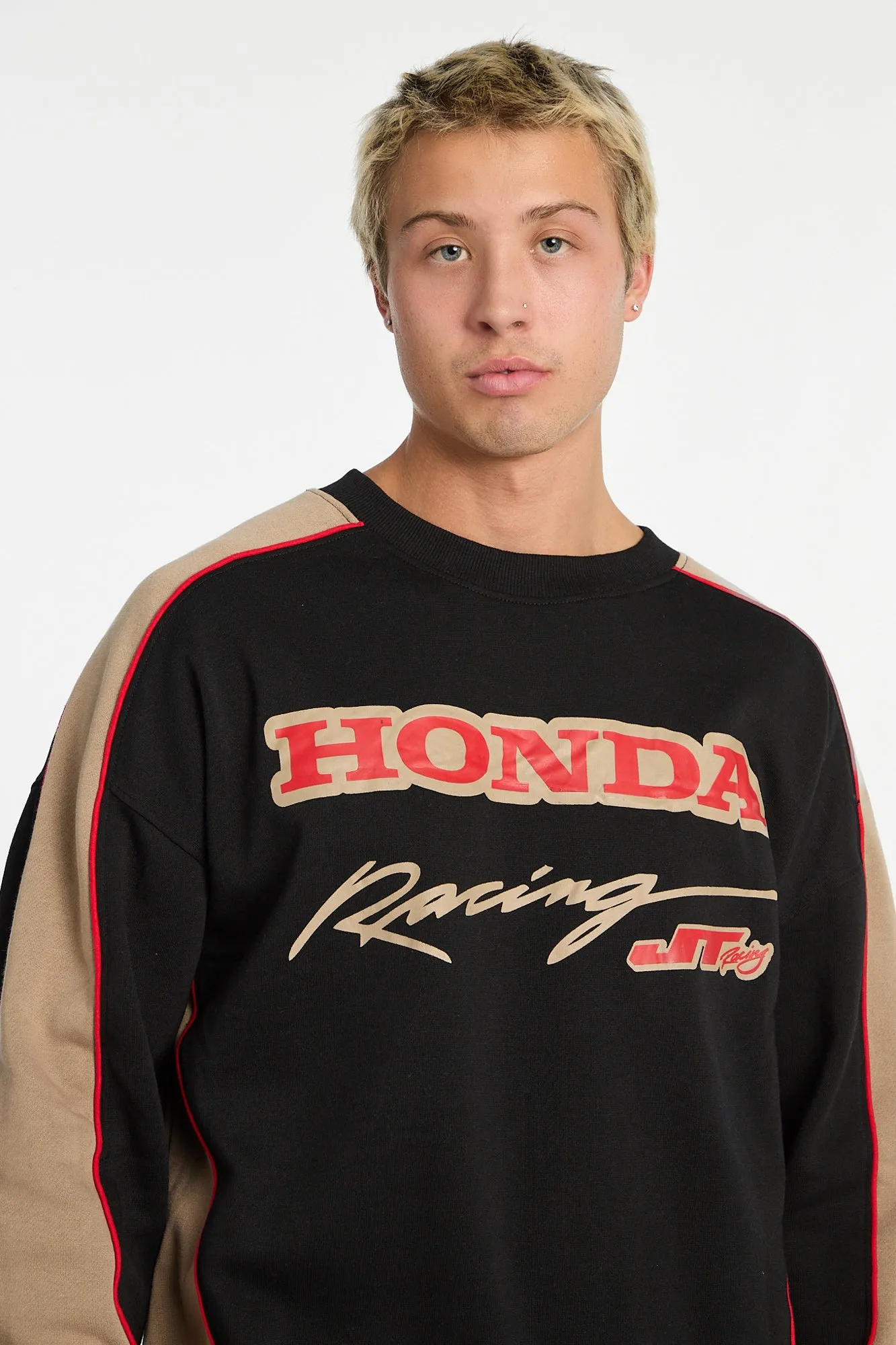 Honda Colour Block Graphic Crew Neck Oversized Sweatshirt sold by Bluenotes product image thumbnail 2