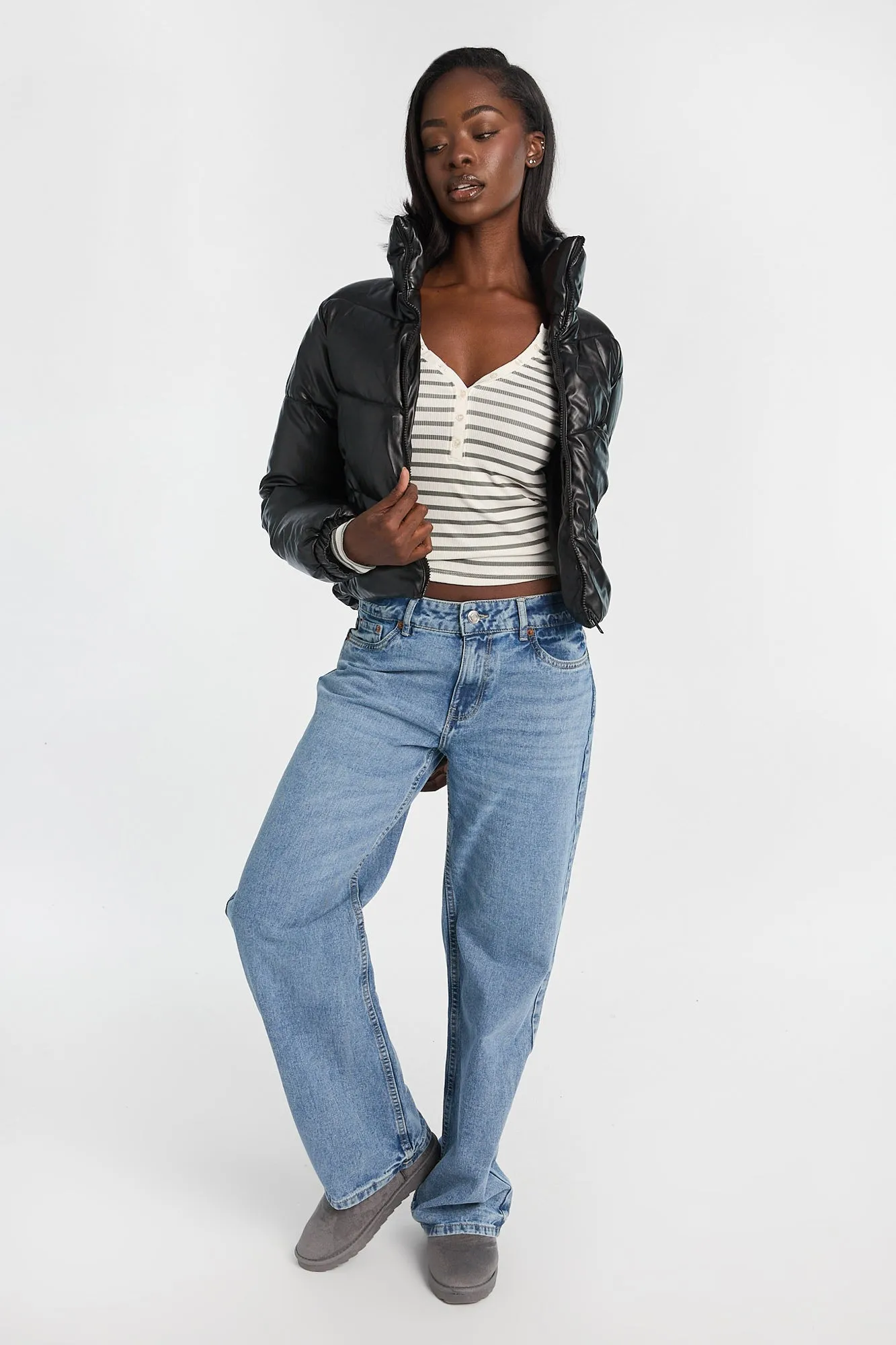 Mock Neck Cropped Puffer Jacket sold by Bluenotes product image thumbnail 5