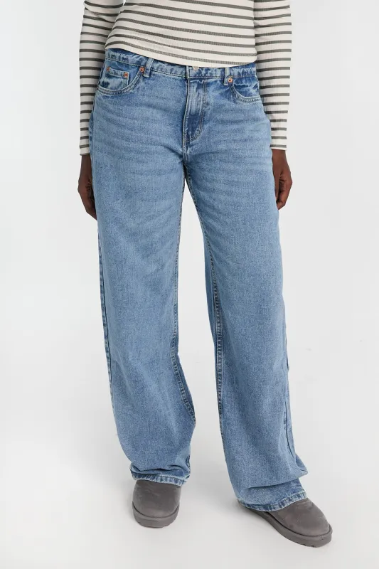 AERO Low Rise Baggy Wide Leg Jeans sold by Bluenotes