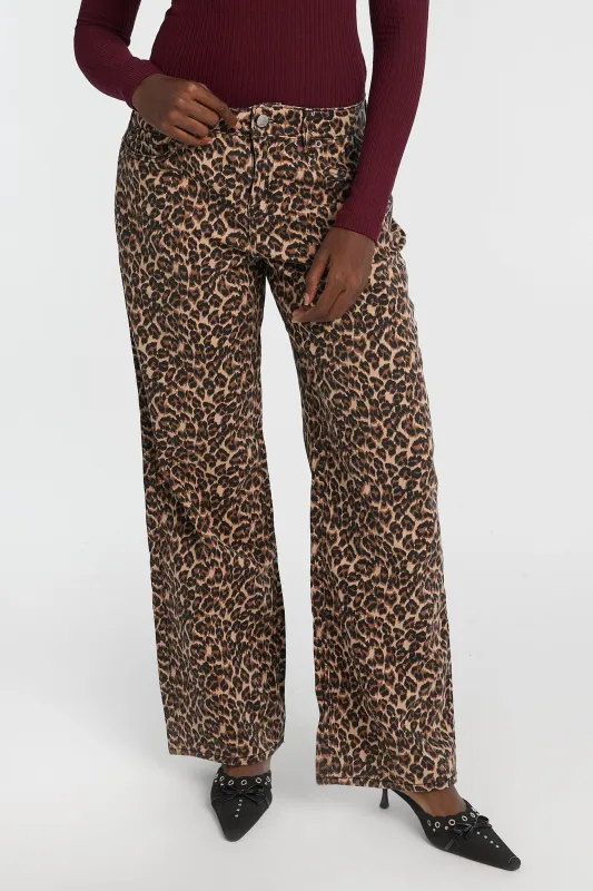 AERO Leopard Low Rise Baggy Jeans sold by Bluenotes