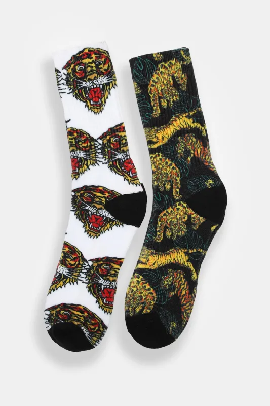 Ed Hardy Tigers Printed Crew Socks 2-Pack sold by Bluenotes