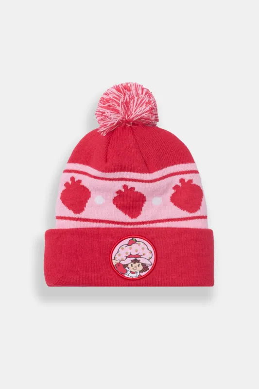Strawberry Shortcake Striped Pom Pom Beanie sold by Bluenotes