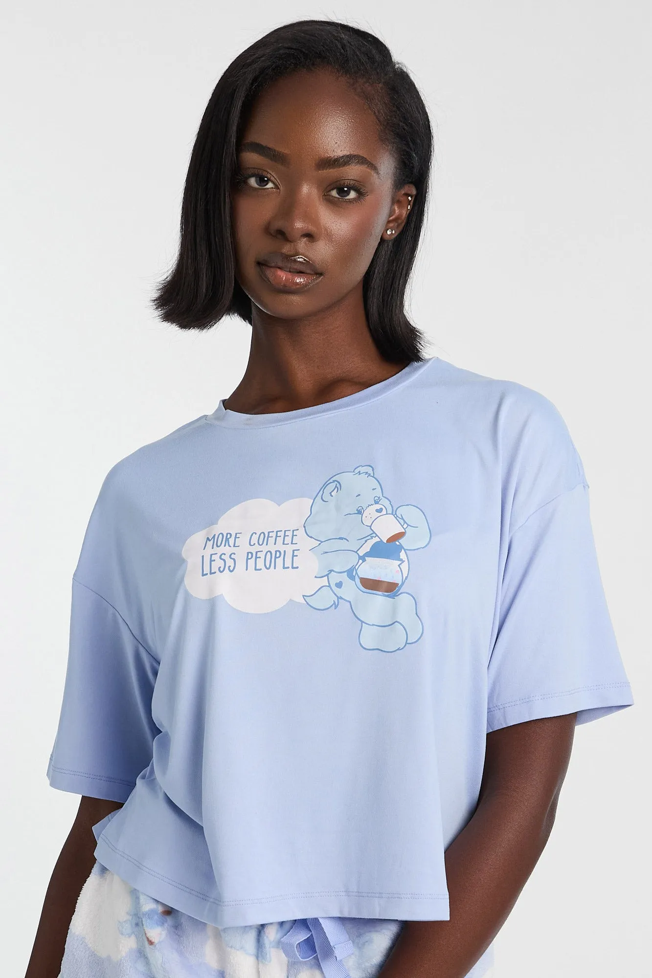 Care Bears More Coffee Less People Pajama Tee & Plush Shorts 2-Piece Set sold by Bluenotes product image thumbnail 3