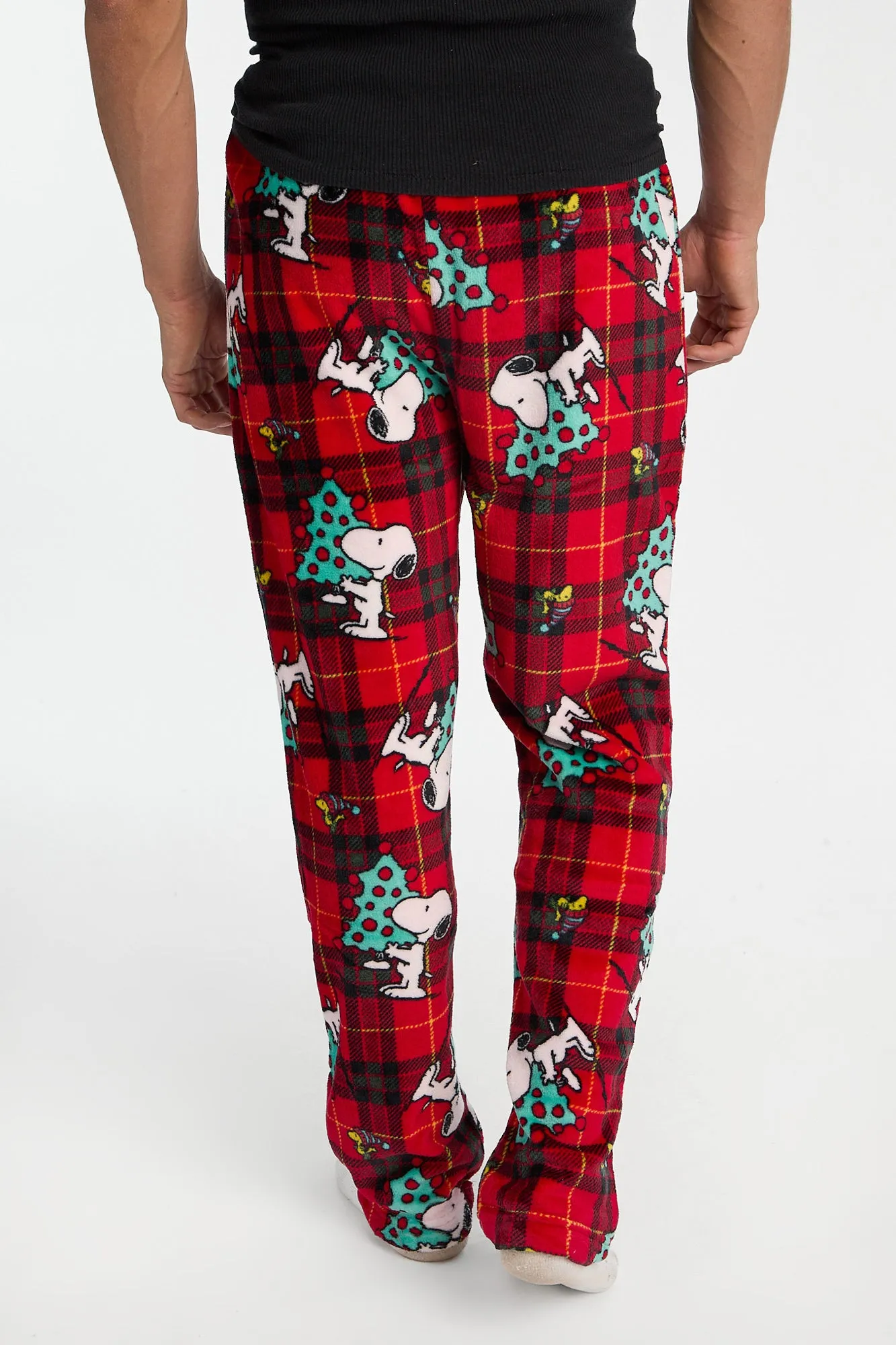Peanuts Snoopy Christmas Tree Checkered Plush Pajama Pants sold by Bluenotes product image thumbnail 3