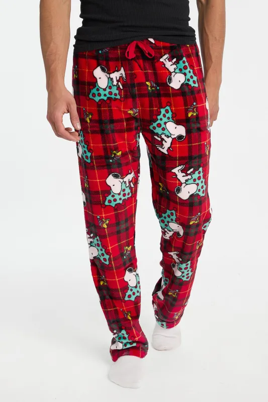 Peanuts Snoopy Christmas Tree Checkered Plush Pajama Pants made by Aeropostale