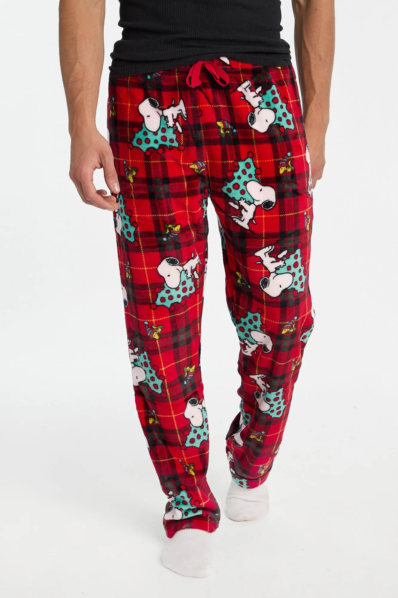 Peanuts Snoopy Christmas Tree Checkered Plush Pajama Pants sold by Bluenotes