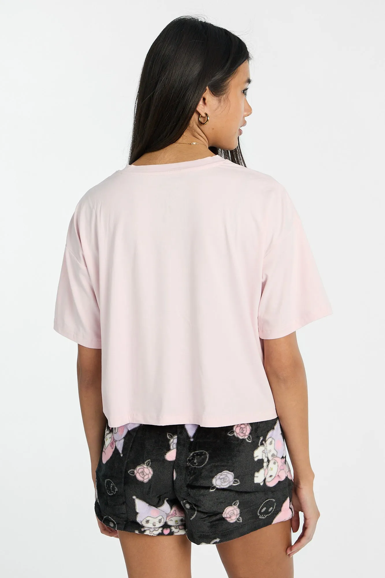 Kuromi My Melody Pajama Tee & Plush Shorts 2-Piece Set sold by Bluenotes product image thumbnail 3