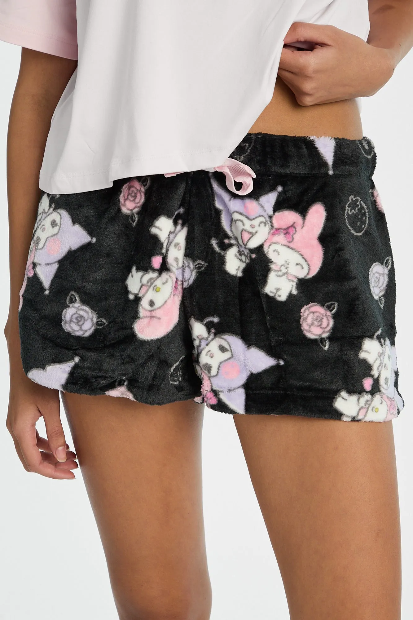 Kuromi My Melody Pajama Tee & Plush Shorts 2-Piece Set sold by Bluenotes product image thumbnail 5