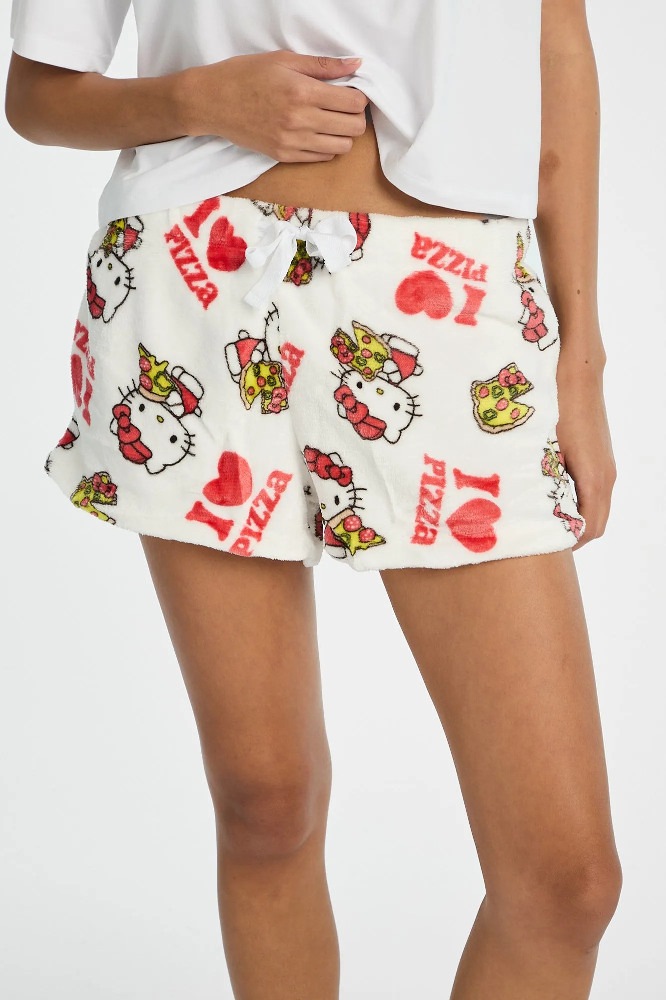 Hello Kitty I Love Pizza Pajama Tee & Plush Shorts 2-Piece Set sold by Bluenotes product image thumbnail 4