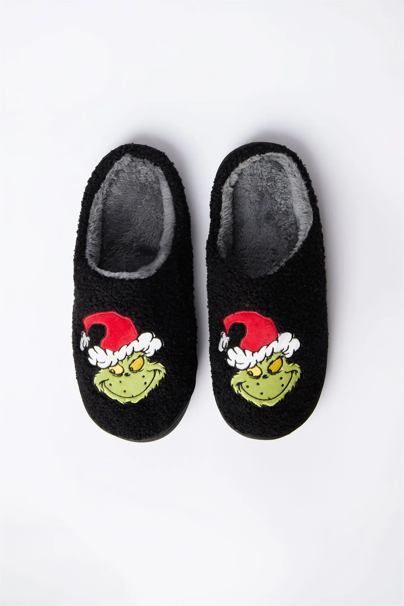The Grinch Santa Hat Plush Slippers sold by Bluenotes