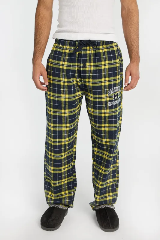 Michigan M Wolverines Embroidered Varsity Plaid Pajama Pants sold by Bluenotes