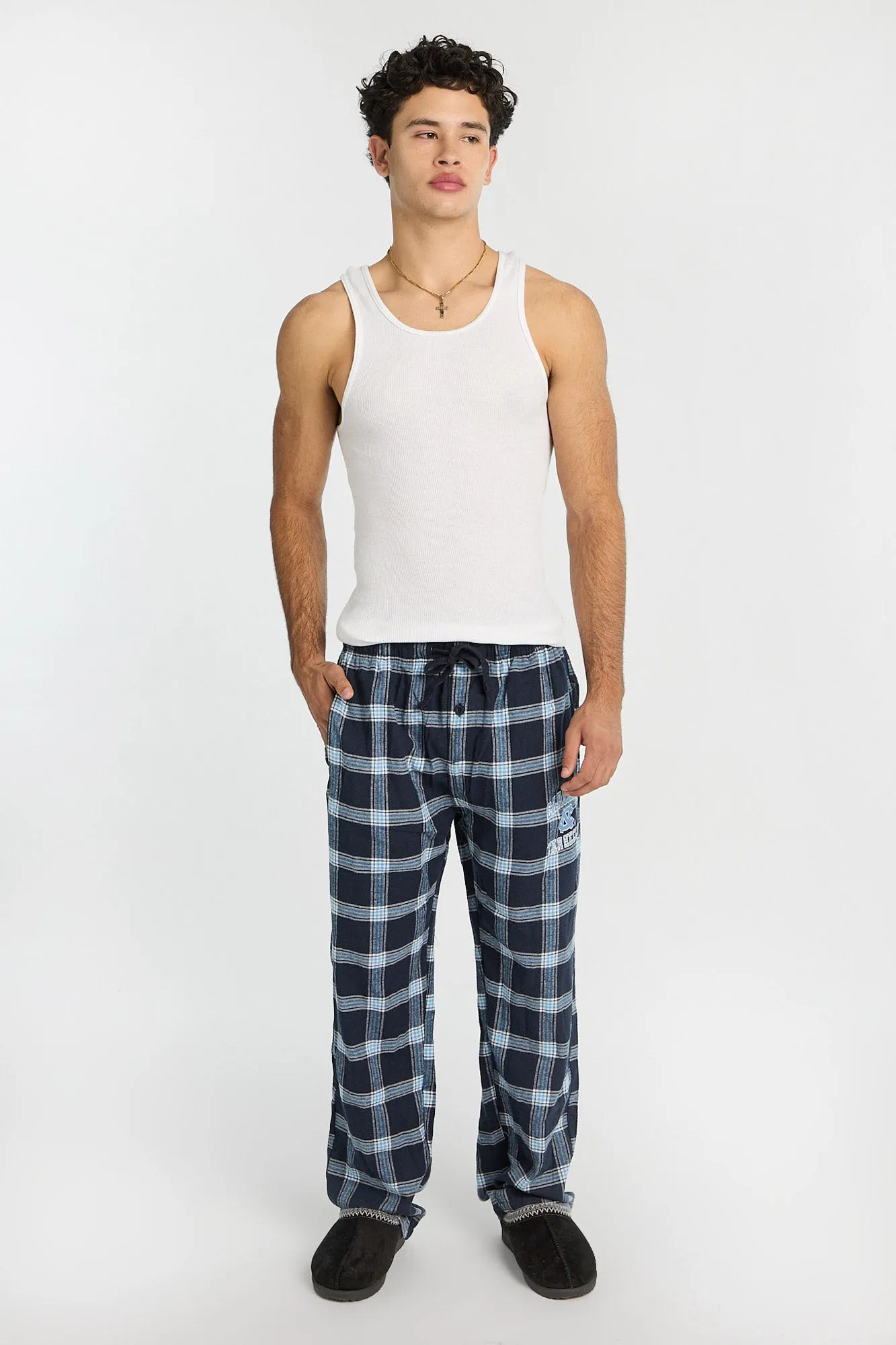 North Carolina Tar Heels Embroidered Varsity Plaid Pajama Pants sold by Bluenotes product image thumbnail 4