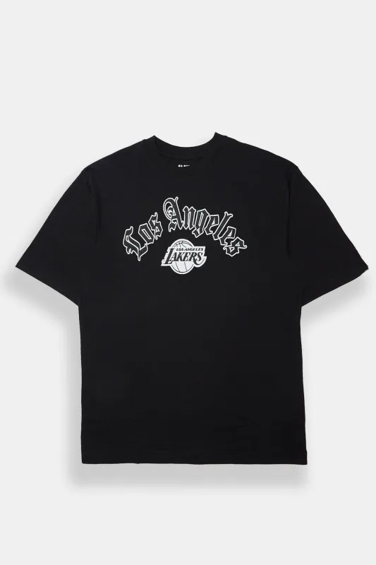 Los Angeles Lakers Script Graphic Oversized Tee sold by Bluenotes