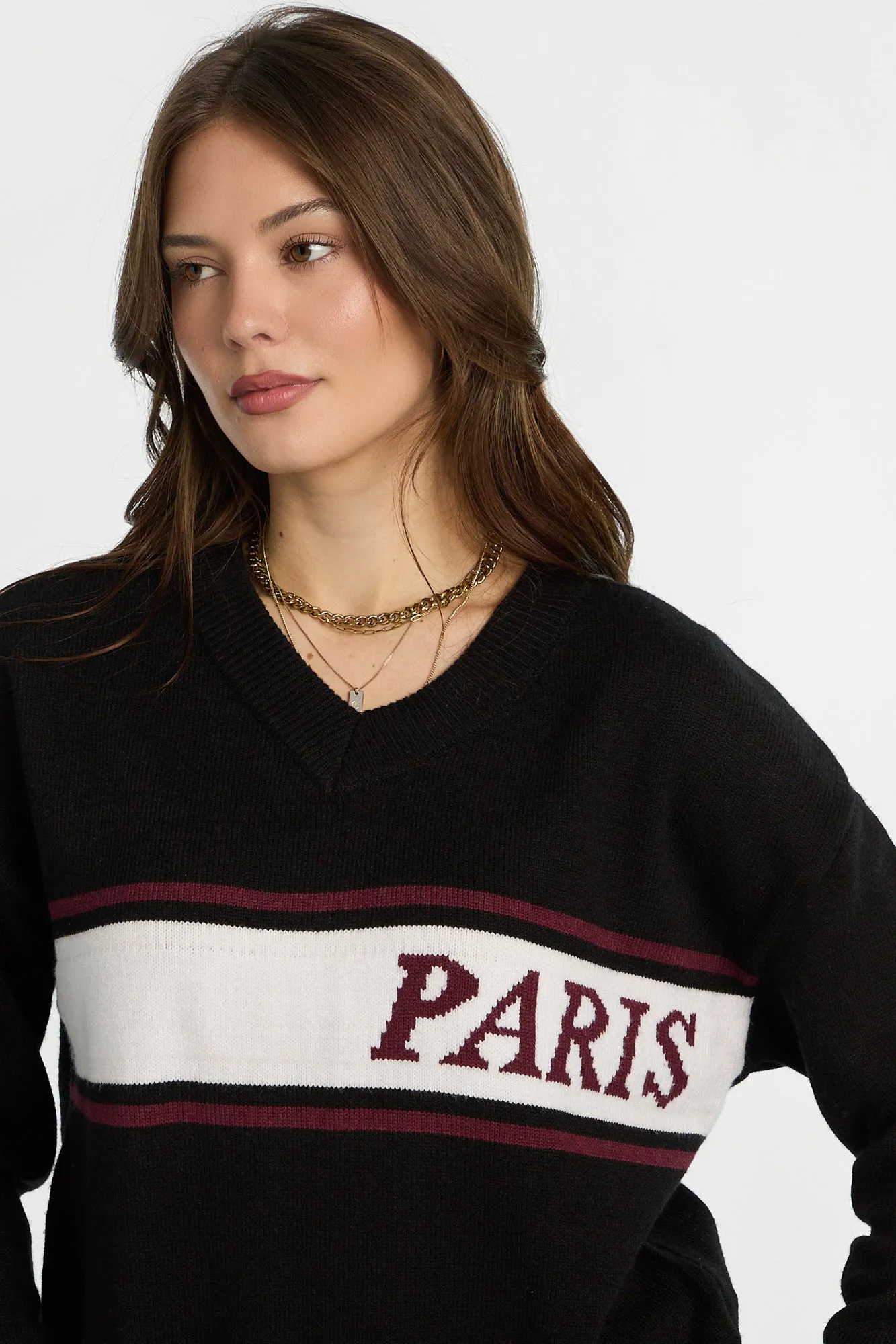 AERO Graphic Flat Knit V-Neck Sweater sold by Bluenotes product image thumbnail 3