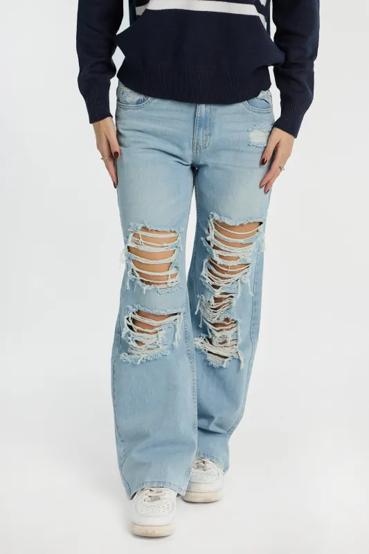 AERO Low Rise Baggy Wide Leg Jeans sold by Bluenotes