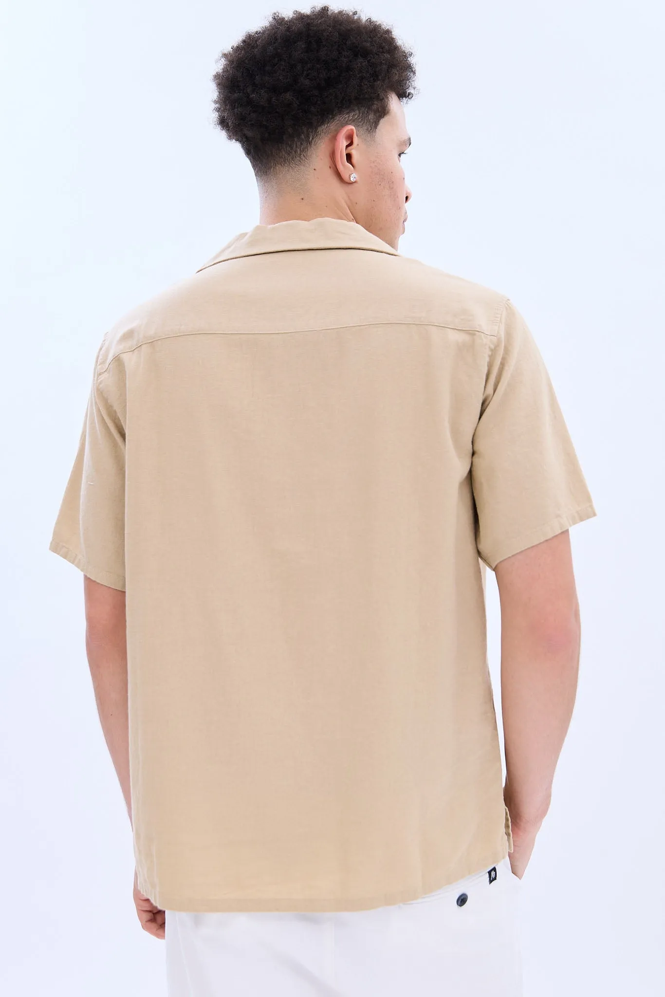 Linen-Blend Embroidered Short Sleeve Button-Up Shirt sold by Bluenotes product image thumbnail 3