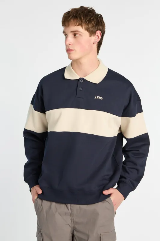 AERO Embroidered Colour Block Long Sleeve Polo Sweatshirt sold by Bluenotes