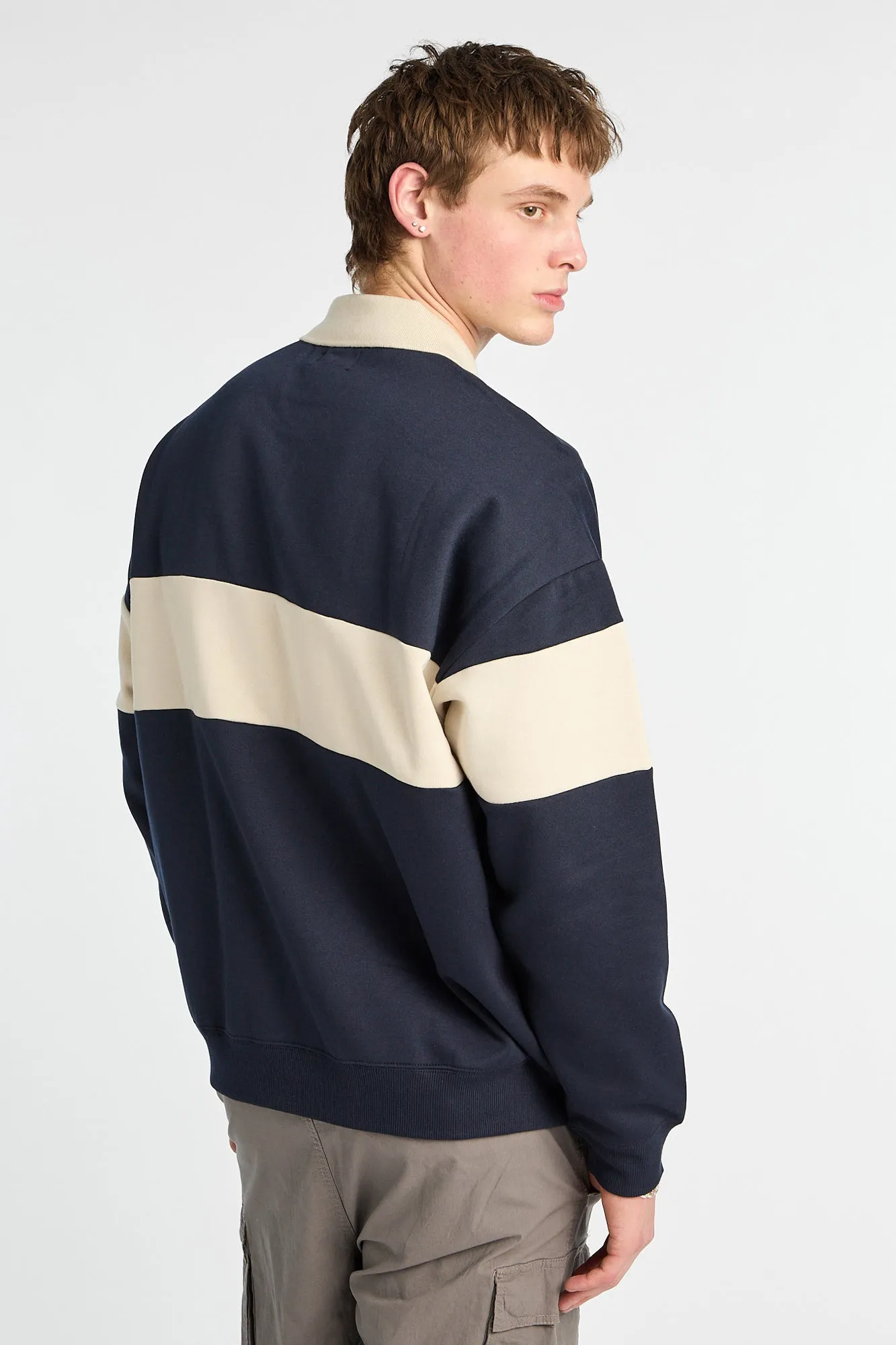 AERO Embroidered Colour Block Long Sleeve Polo Sweatshirt sold by Bluenotes product image thumbnail 3