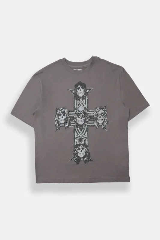 Guns N' Roses Skull Cross Graphic Oversized Tee sold by Bluenotes