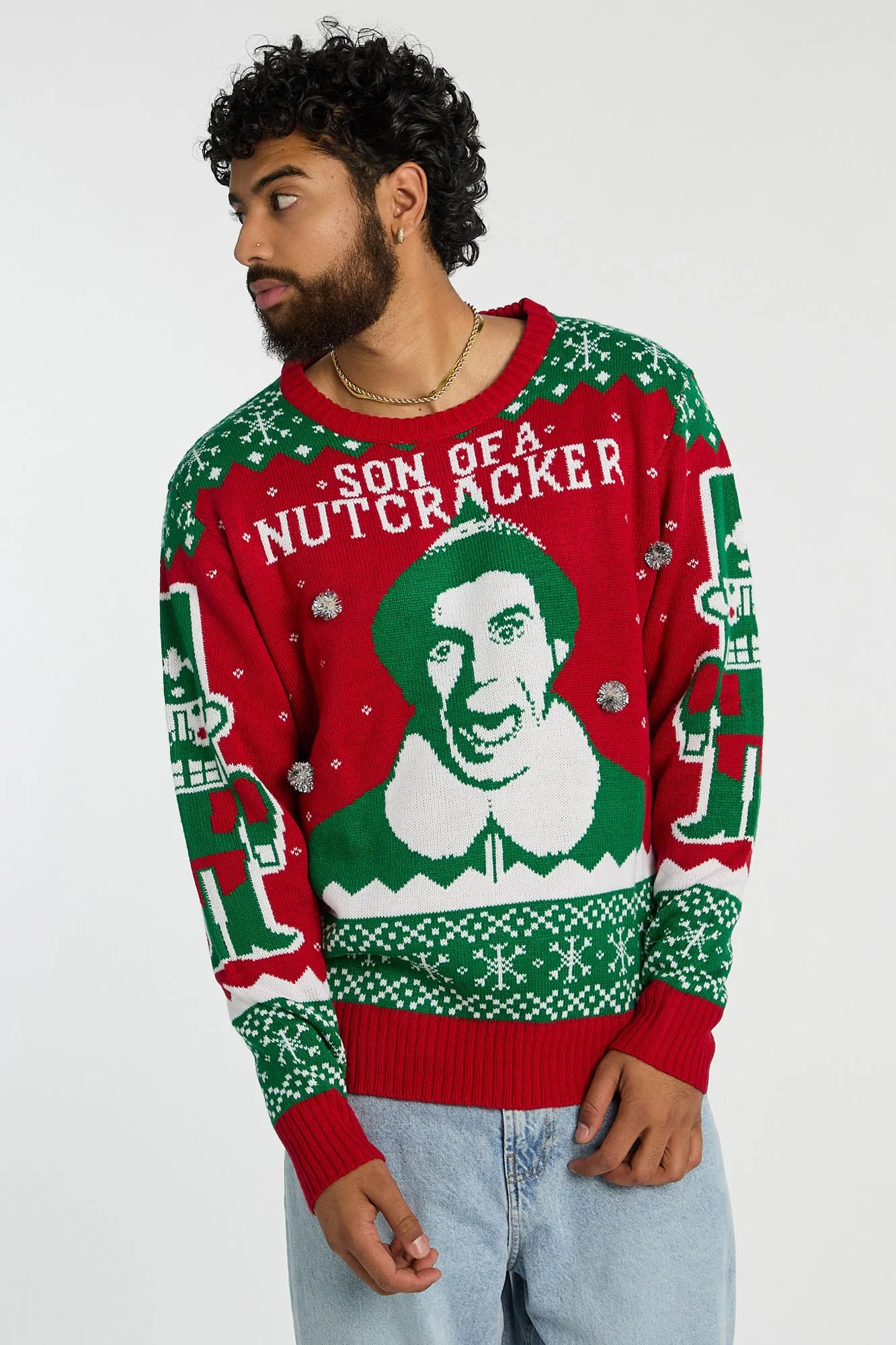 Elf Son Of A Nutcracker Crew Neck Sweater sold by Bluenotes