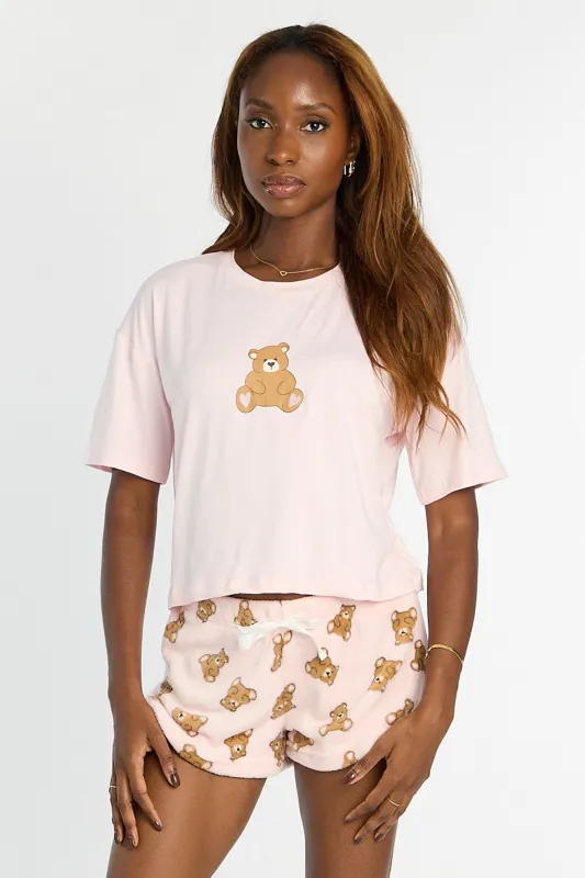 Graphic Pajama Tee & Plush Shorts 2-Piece Set sold by Bluenotes