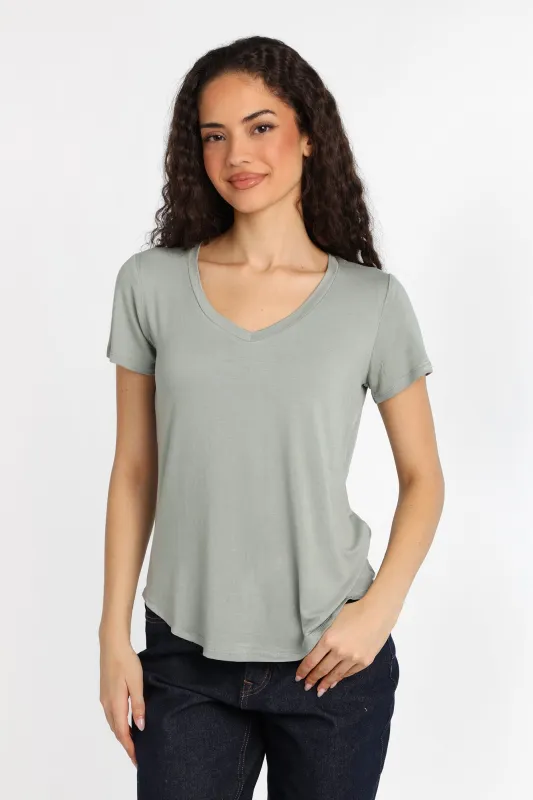 Short Sleeve V-Neck Relaxed Tee sold by Bluenotes