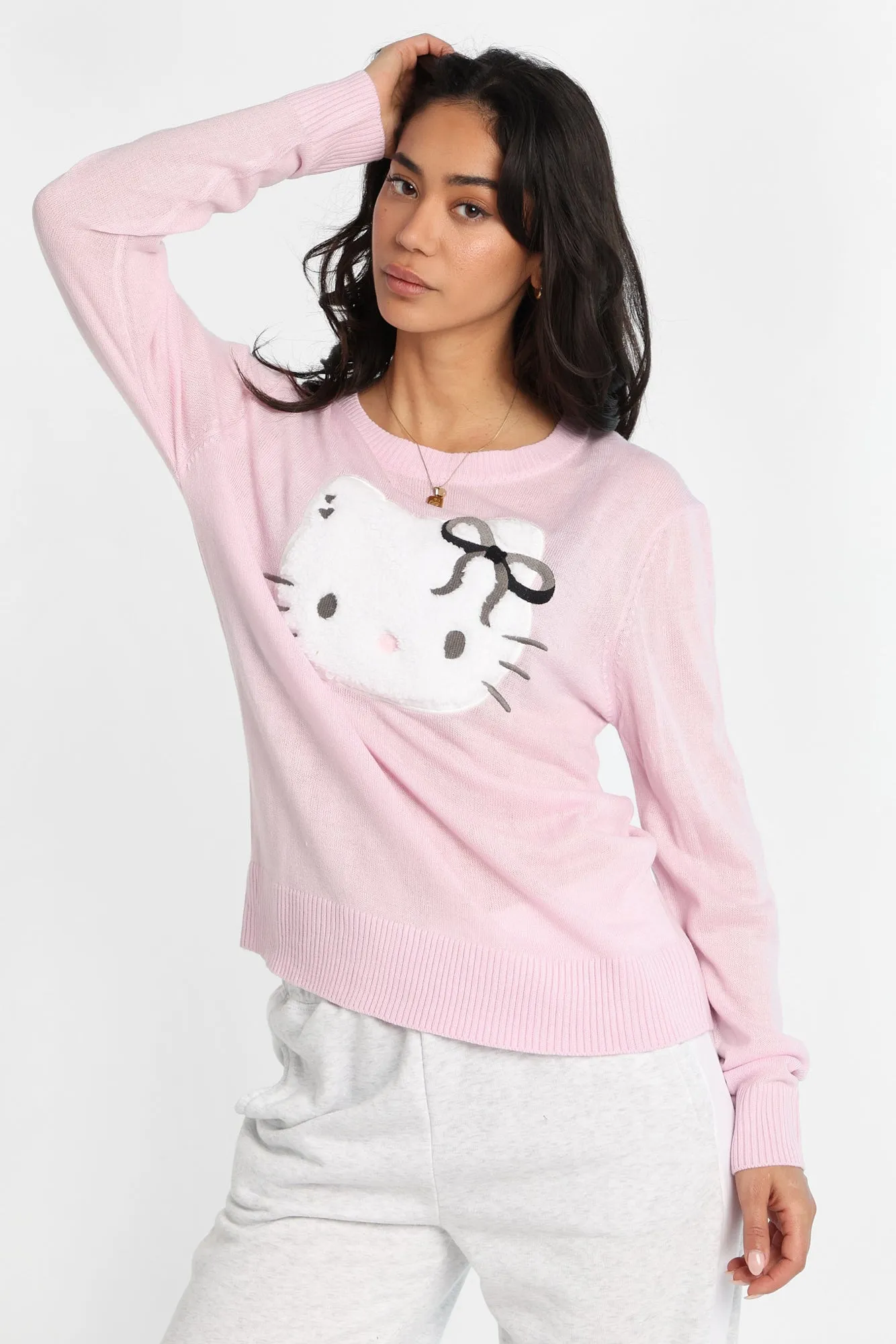 Hello Kitty Bow Graphic Crew Neck Sweater sold by Bluenotes