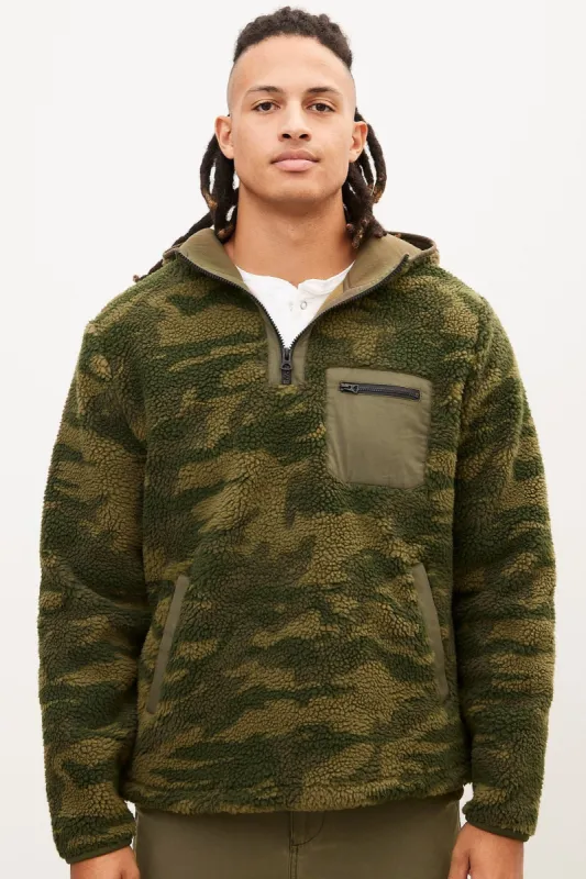 Camouflage Half Zip Sherpa Pullover Hoodie sold by Bluenotes